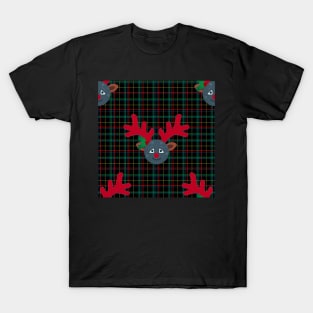 plaid christmas reindeer moon emoji T-Shirt